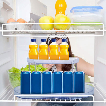 2-Tier Turntable Organizer Rectangular Refrigerator Spinner Storage Rack with 360° Rotatable Slide Rail DailySale