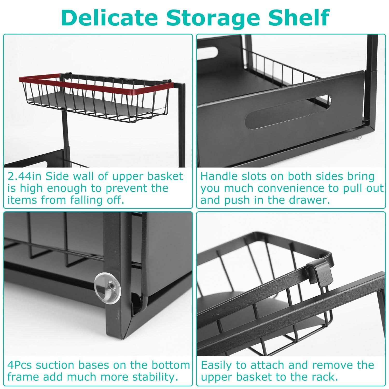 2-Tier Under Sink Organizer Pull Out Basket Storage DailySale
