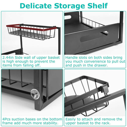 2-Tier Under Sink Organizer Pull Out Basket Storage DailySale