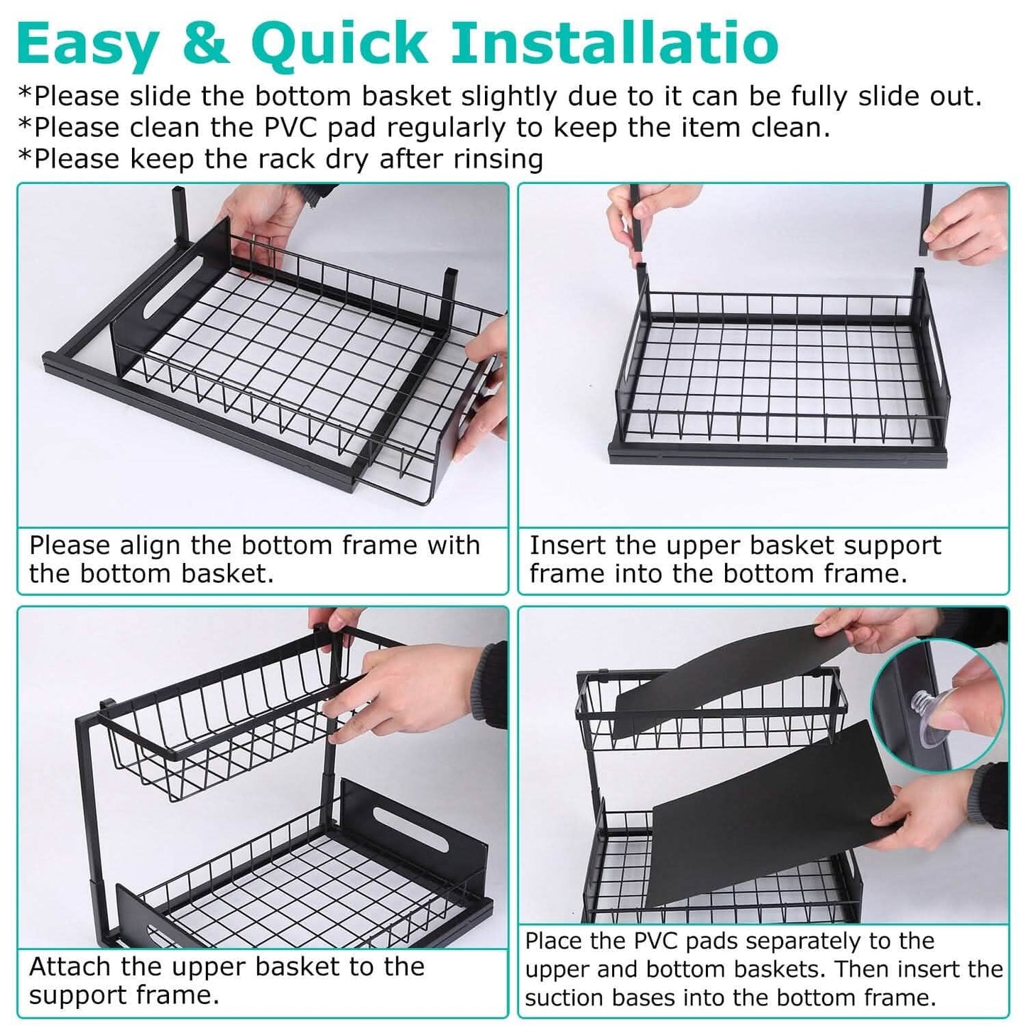 2-Tier Under Sink Organizer Pull Out Basket Storage DailySale