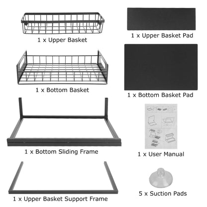 2-Tier Under Sink Organizer Pull Out Basket Storage DailySale