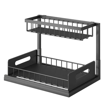 2-Tier Under Sink Organizer Pull Out Basket Storage DailySale