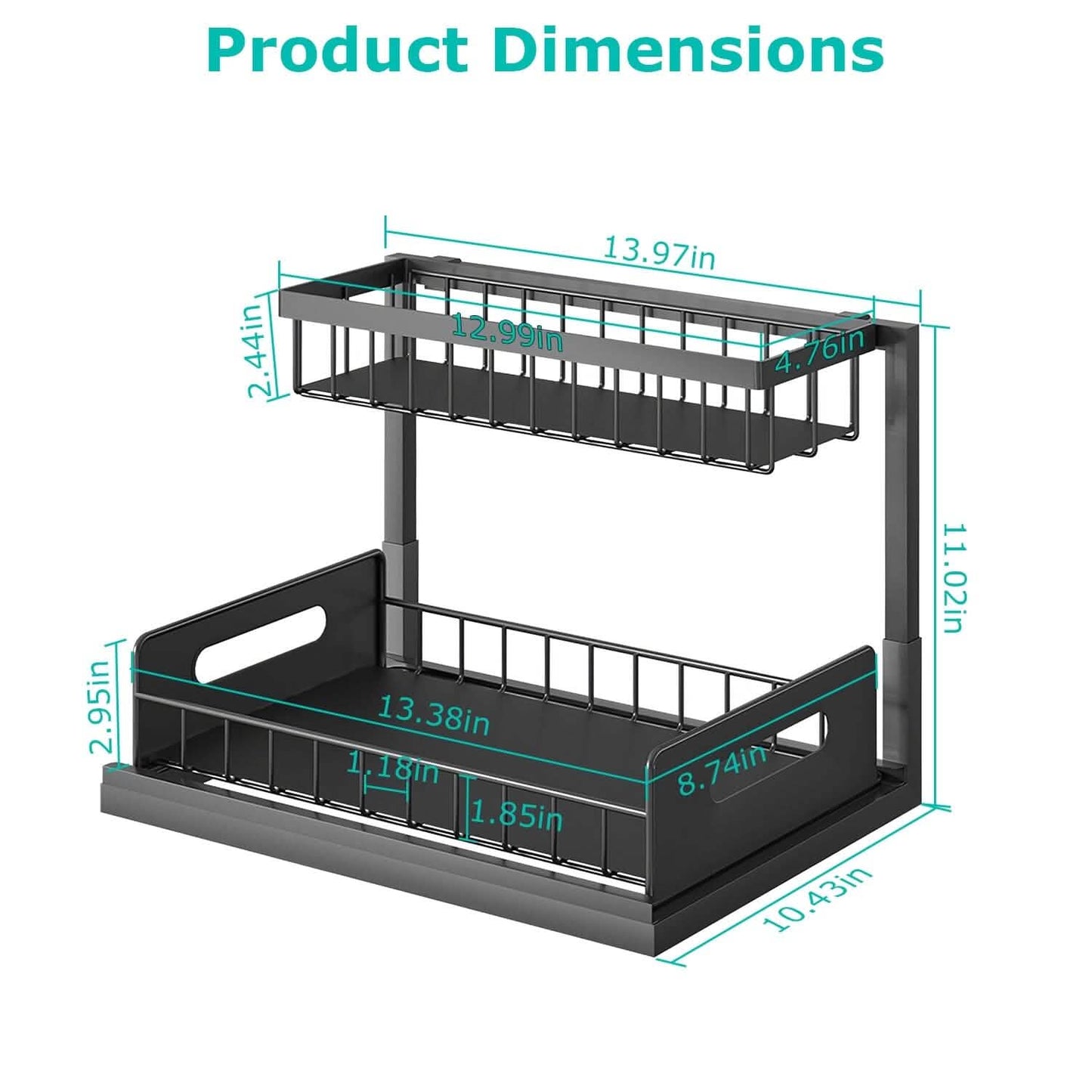2-Tier Under Sink Organizer Pull Out Basket Storage DailySale