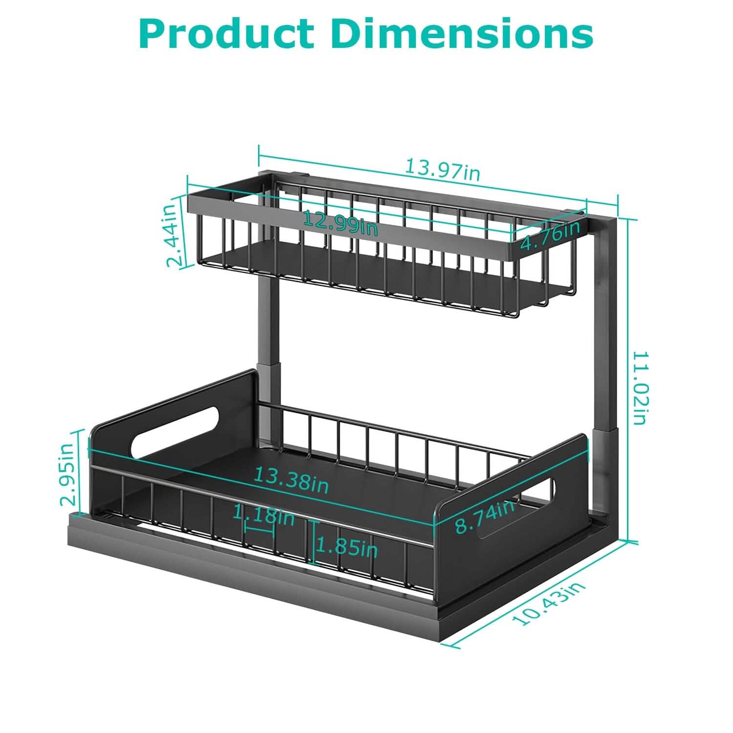 2-Tier Under Sink Organizer Pull Out Basket Storage DailySale
