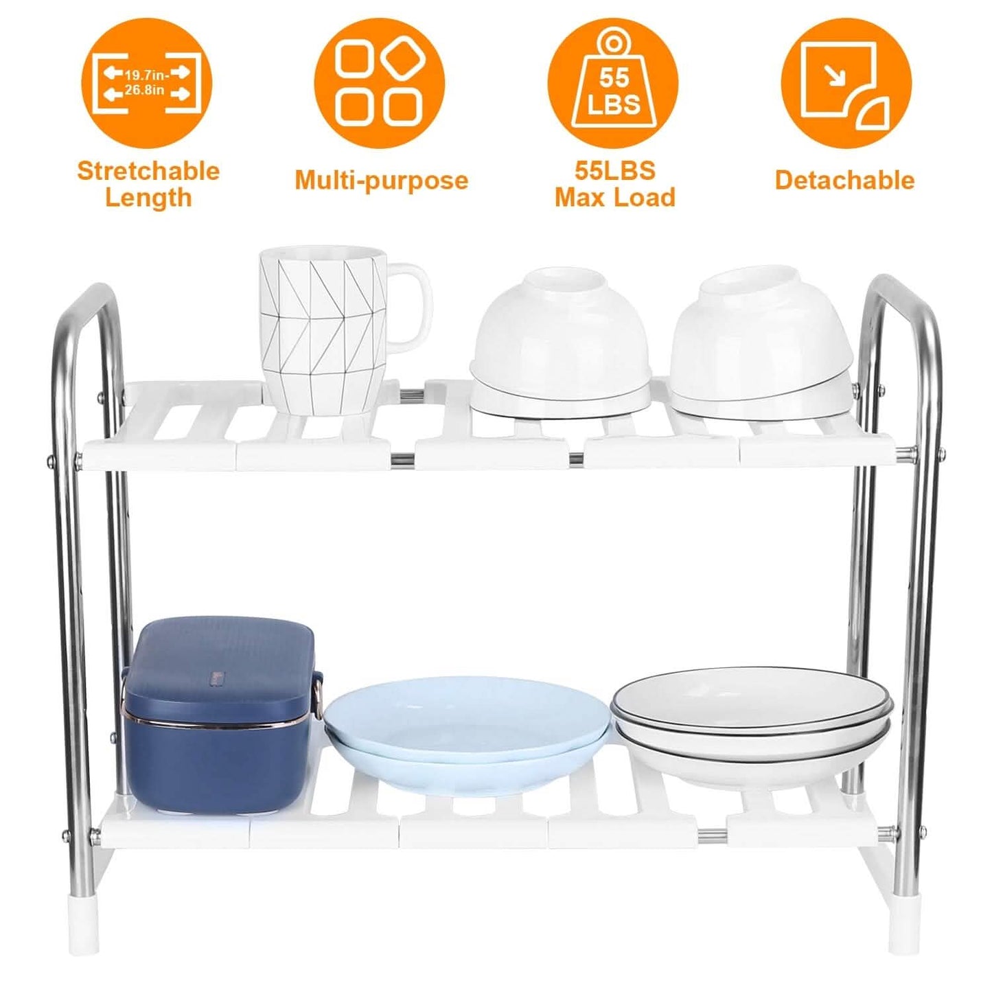 2-Tier Under Sink Organizer Retractable Kitchen Rack Holder DailySale