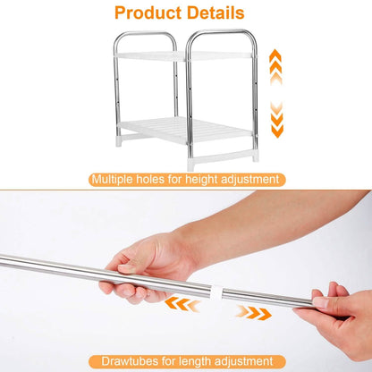2-Tier Under Sink Organizer Retractable Kitchen Rack Holder DailySale