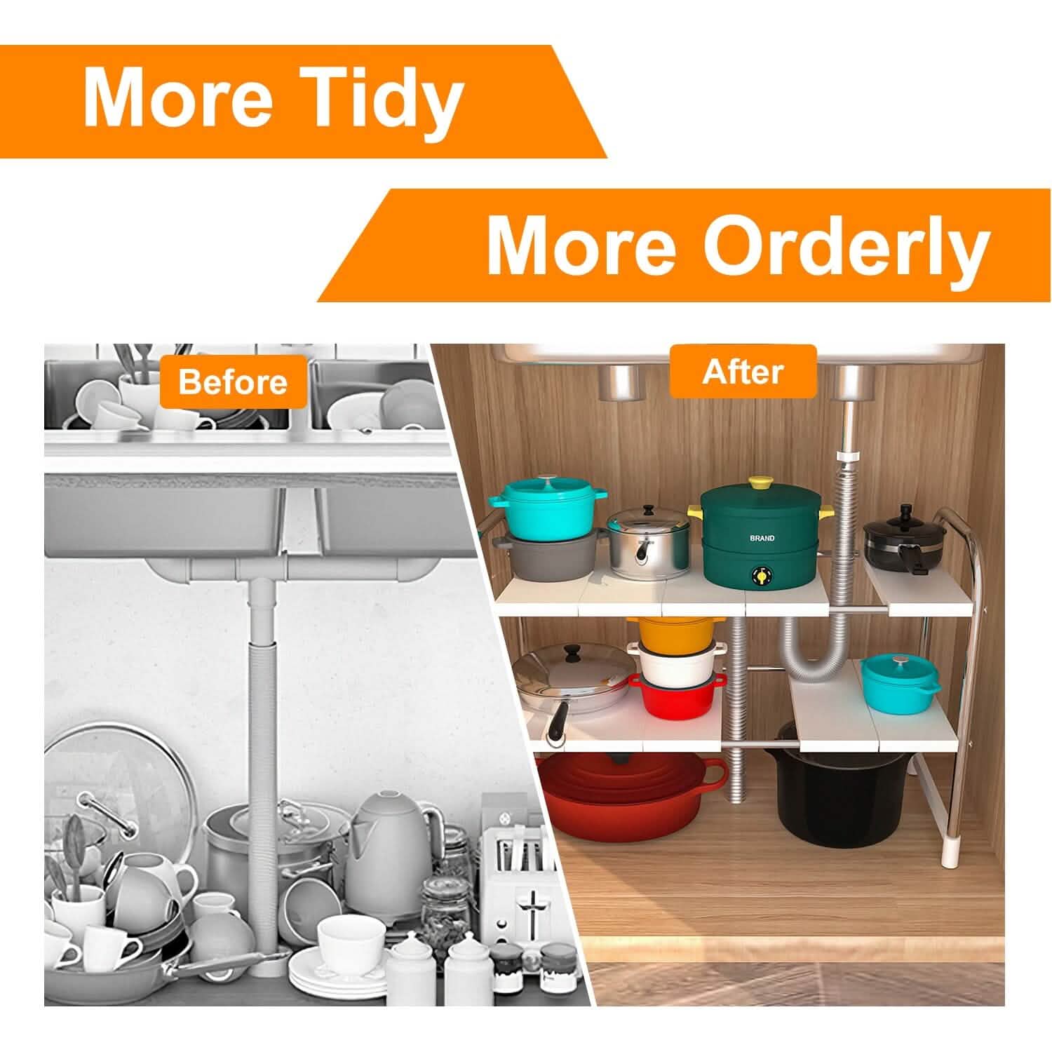 2-Tier Under Sink Organizer Retractable Kitchen Rack Holder DailySale