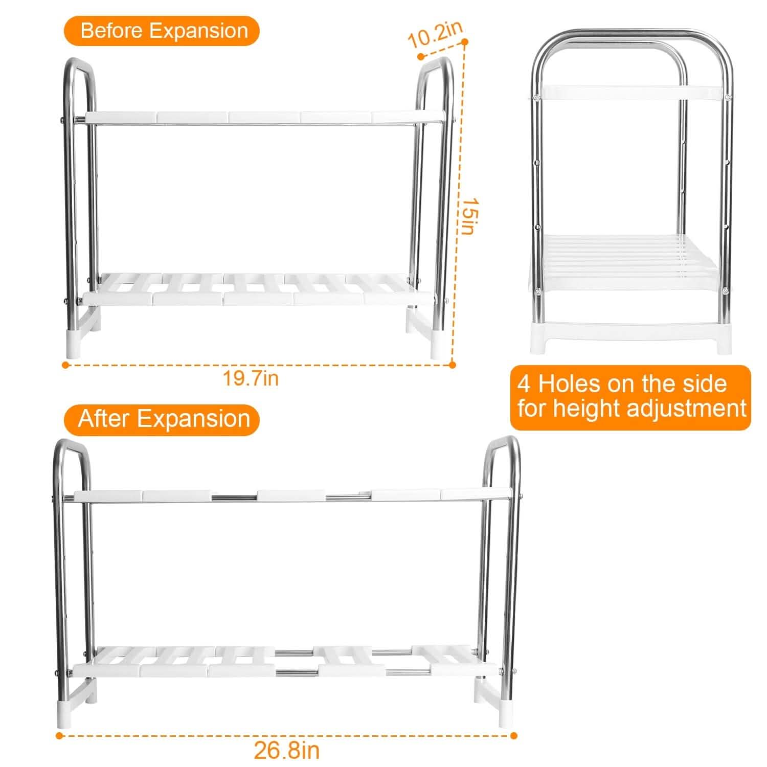 2-Tier Under Sink Organizer Retractable Kitchen Rack Holder DailySale