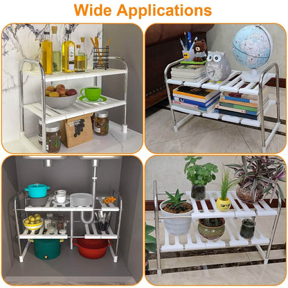 2-Tier Under Sink Organizer Retractable Kitchen Rack Holder DailySale