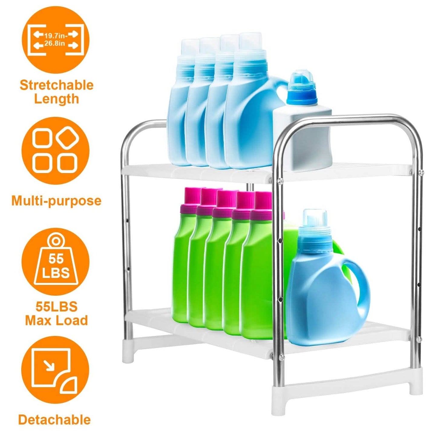 2-Tier Under Sink Organizer Retractable Kitchen Rack Holder DailySale