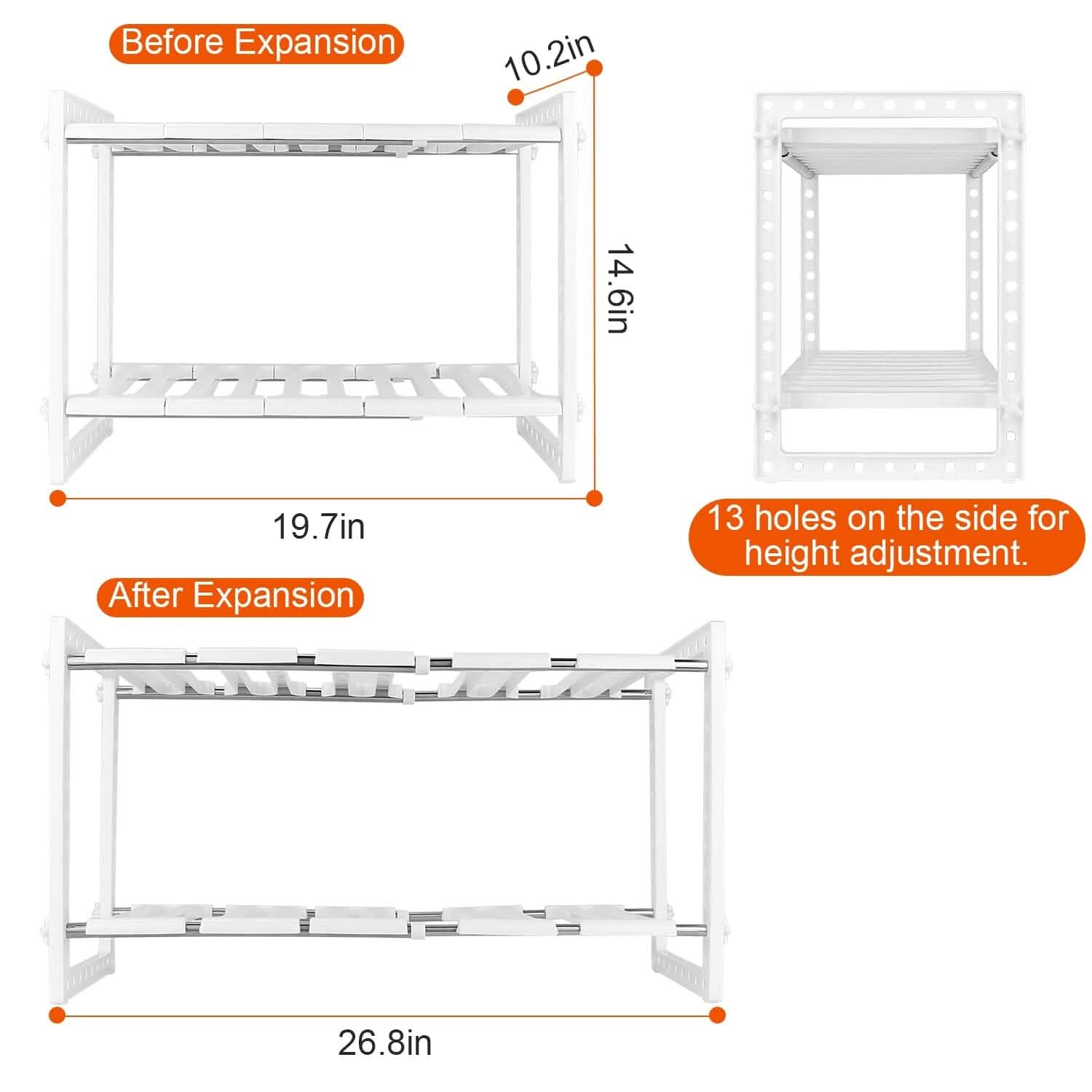 2-Tier Under Sink Organizer Retractable Space Saving Storage DailySale