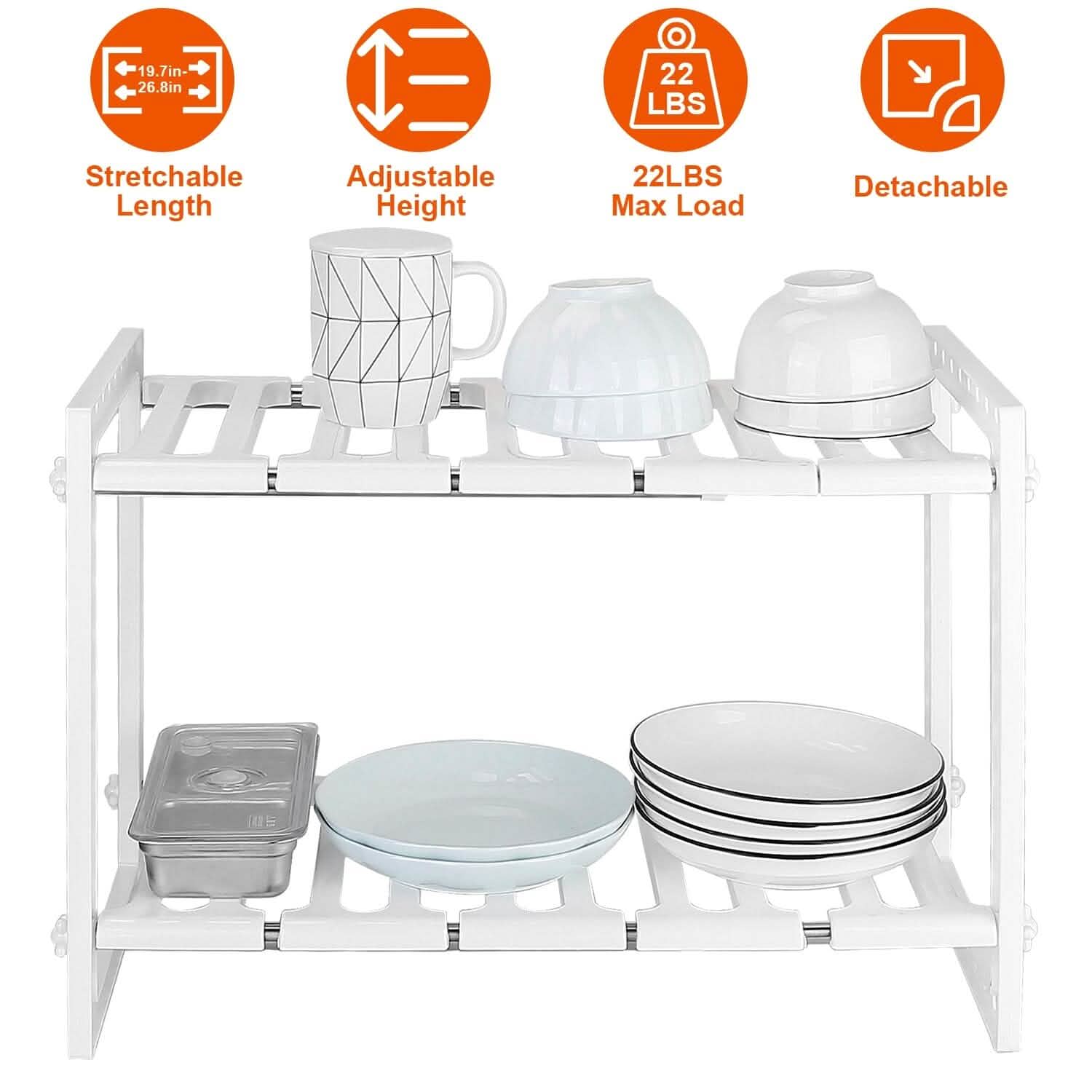 2-Tier Under Sink Organizer Retractable Space Saving Storage DailySale