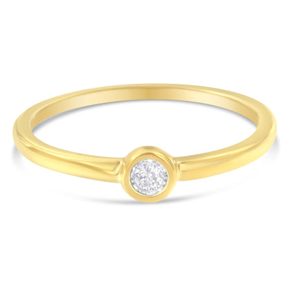 14K Yellow Gold Plated .925 Sterling Silver Miracle Set Diamond Ring (1/20 Cttw, J-K Color, I1-I2 Clarity) - Size 6 Bids.com