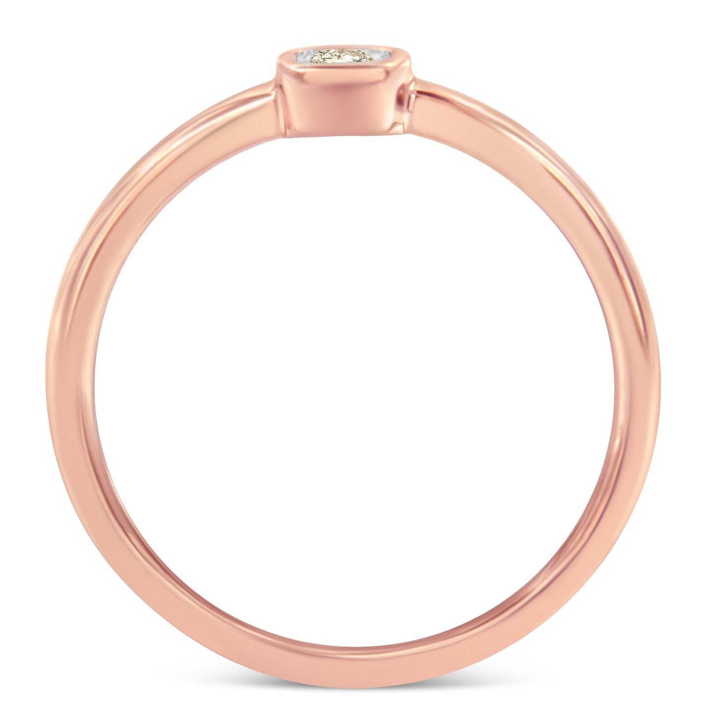 14K Rose Gold Plated .925 Sterling Silver 1/20 Carat Diamond Square Cushion-Shaped Miracle Set Petite Fashion Promise Ring (J-K Color, I1-I2 Clarity) - Size 6 Bids.com
