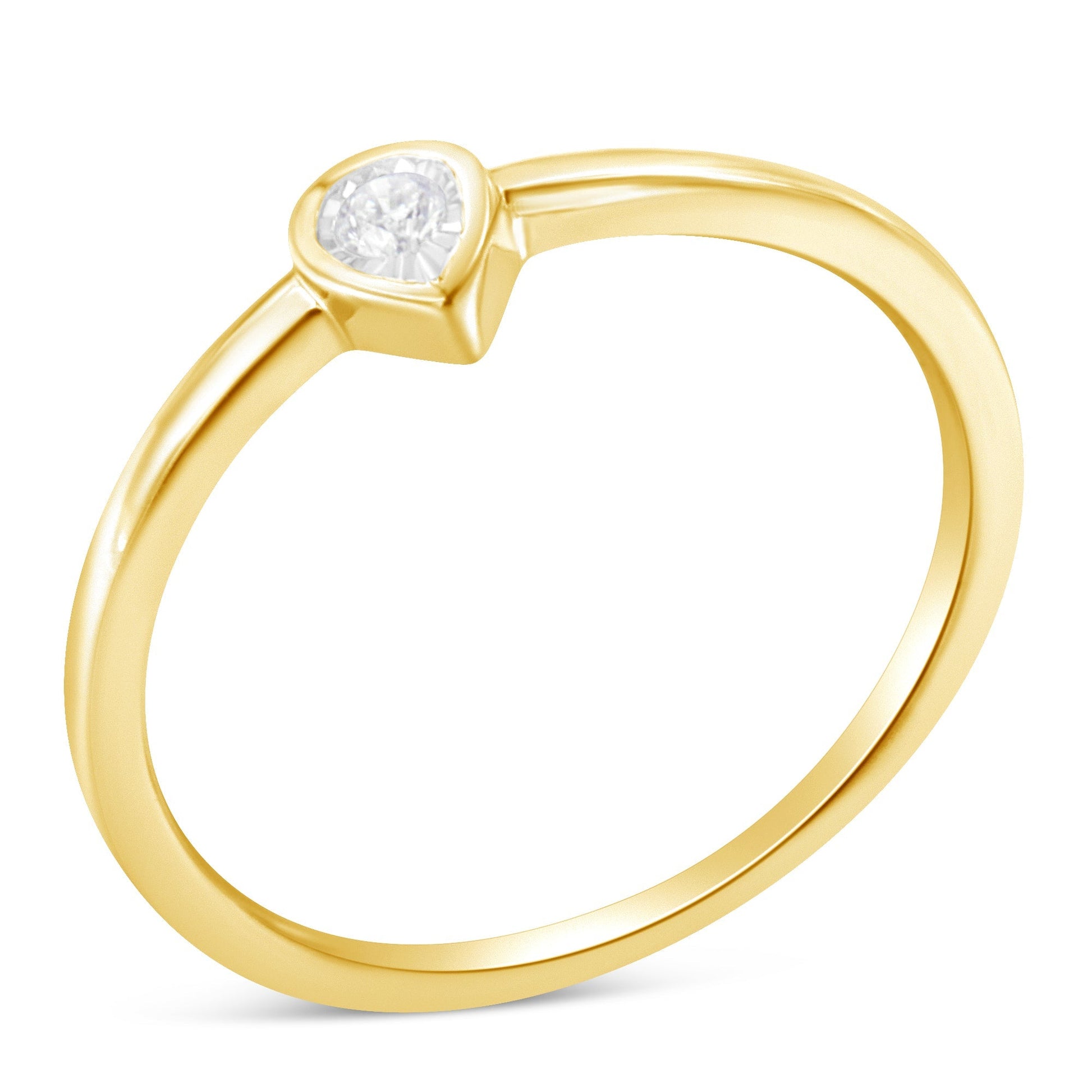 14K Yellow Gold Plated .925 Sterling Silver 1/20 Carat Diamond Teardrop Pear-Shaped Miracle Set Petite Fashion Ring (J-K Color, I1-I2 Clarity) - Size 6 Bids.com