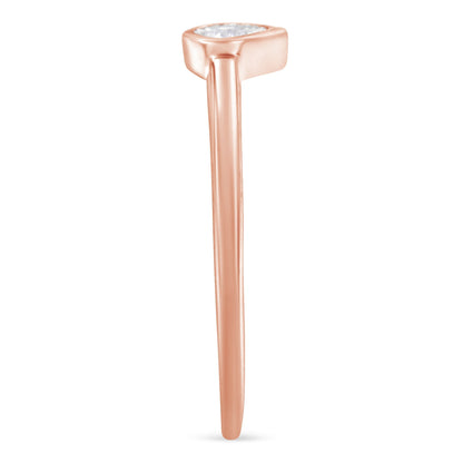 14K Rose Gold Plated .925 Sterling Silver 1/20 Carat Diamond Teardrop Pear-Shaped Miracle Set Petite Fashion Ring (J-K Color, I1-I2 Clarity) - Size 6 Bids.com