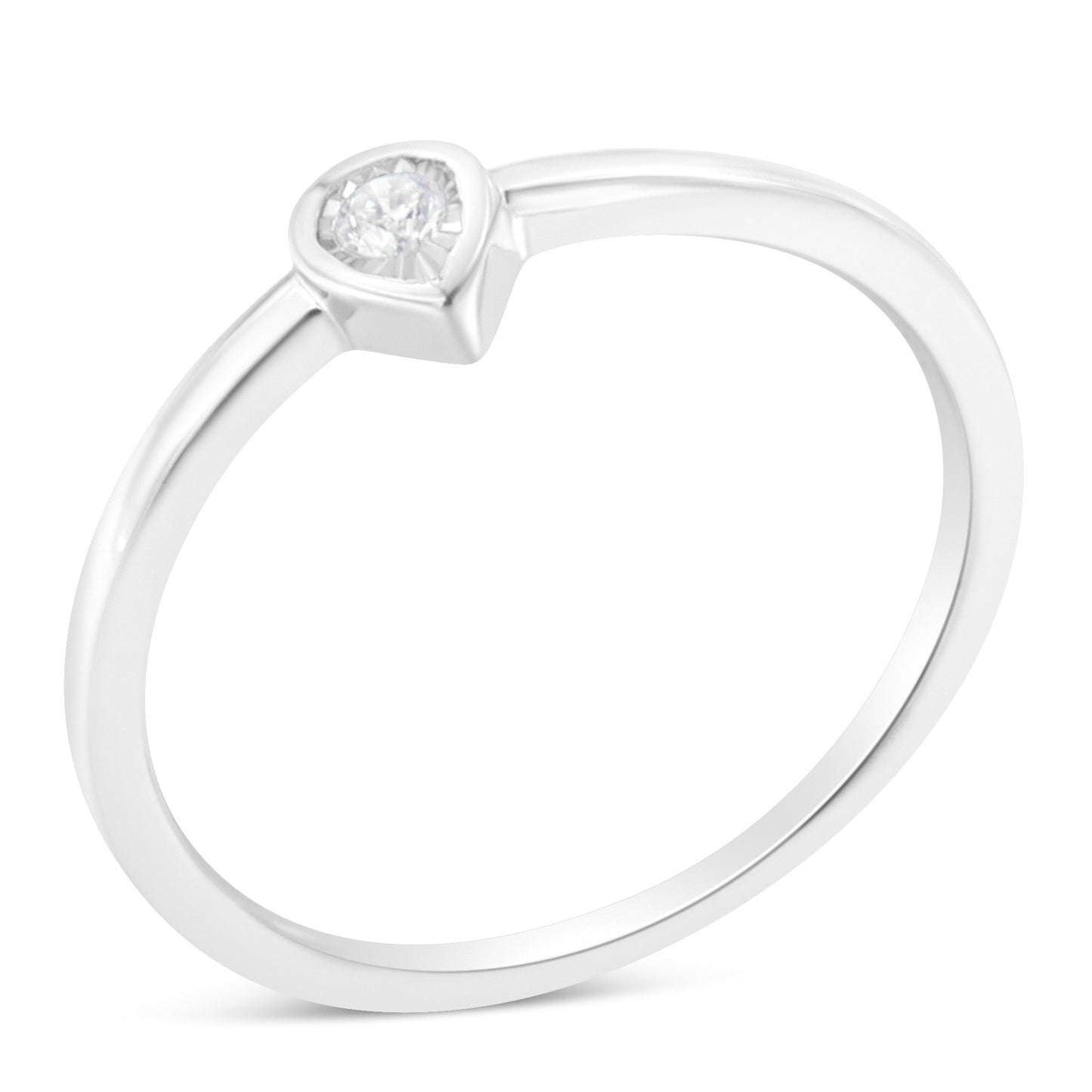 .925 Sterling Silver 1/20 Carat Diamond Teardrop Pear-Shaped Miracle Set Petite Fashion Promise Ring (J-K Color, I1-I2 Clarity) - Size 6 Bids.com