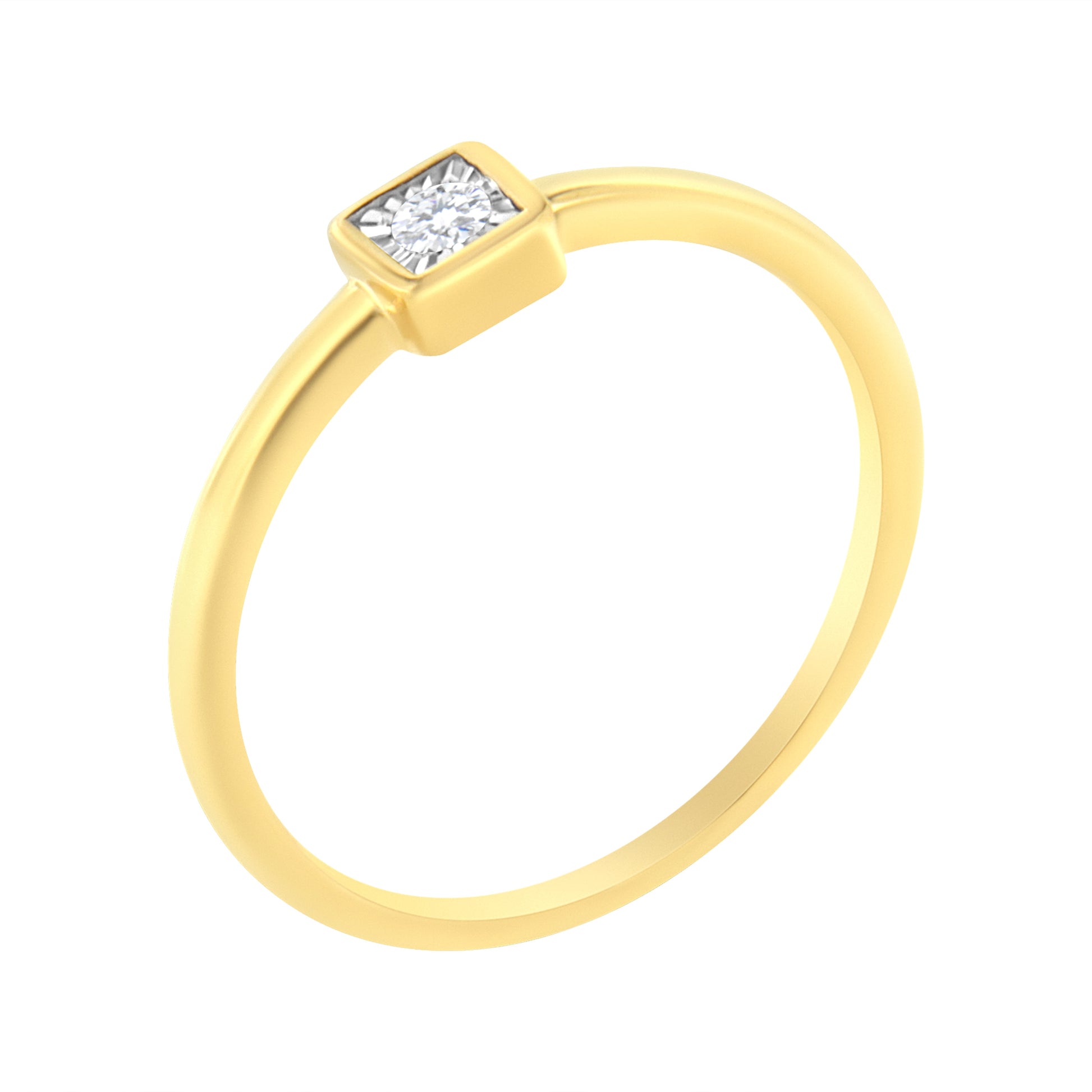 14K Yellow Gold Plated .925 Sterling Silver 1/20 cttw Miracle Set Diamond Promise Ring (J-K Color, I1-I2 Clarity) - Size 6 Bids.com
