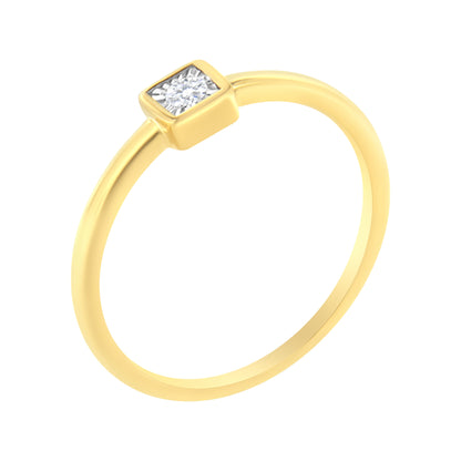 14K Yellow Gold Plated .925 Sterling Silver 1/20 cttw Miracle Set Diamond Promise Ring (J-K Color, I1-I2 Clarity) - Size 6 Bids.com