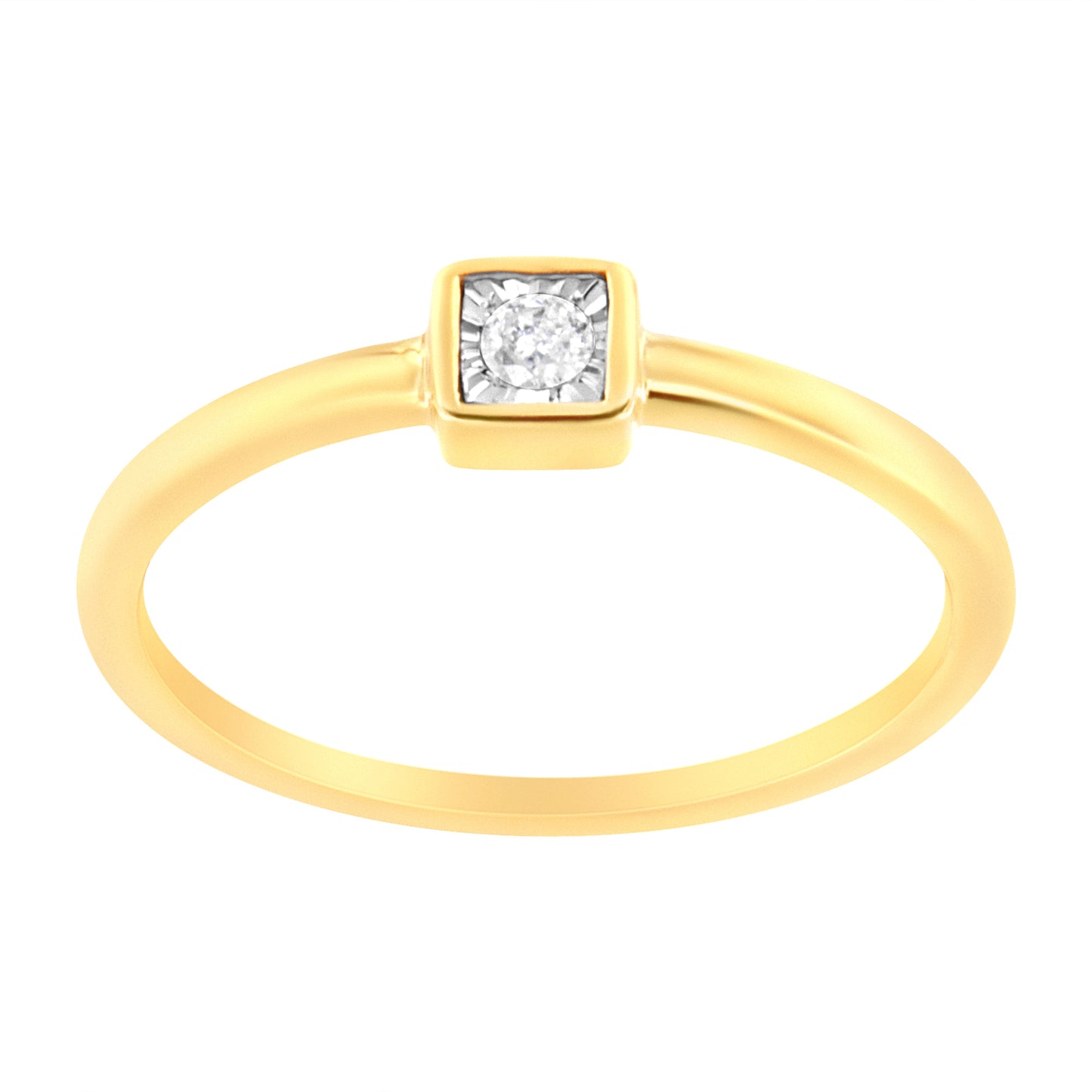 14K Yellow Gold Plated .925 Sterling Silver 1/20 cttw Miracle Set Diamond Promise Ring (J-K Color, I1-I2 Clarity) - Size 6 Bids.com