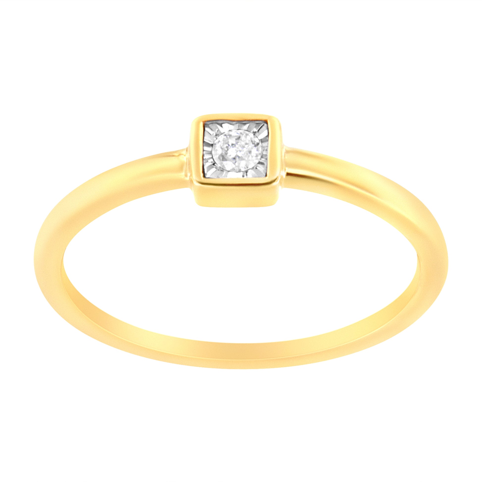 14K Yellow Gold Plated .925 Sterling Silver 1/20 cttw Miracle Set Diamond Promise Ring (J-K Color, I1-I2 Clarity) - Size 6 Bids.com
