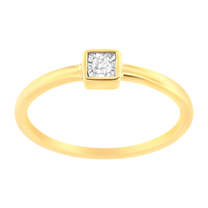 14K Yellow Gold Plated .925 Sterling Silver 1/20 cttw Miracle Set Diamond Promise Ring (J-K Color, I1-I2 Clarity) - Size 6 Bids.com