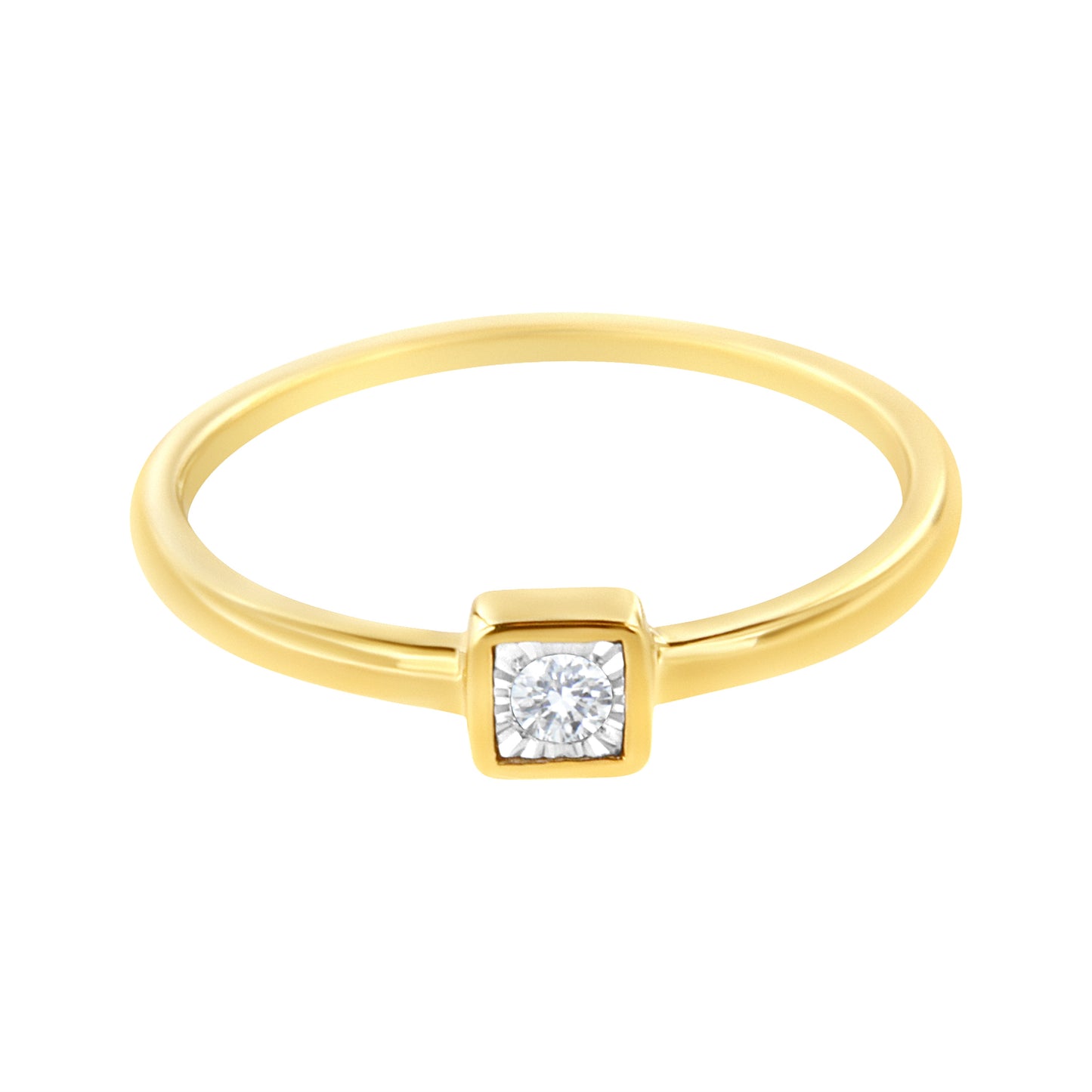 14K Yellow Gold Plated .925 Sterling Silver 1/20 cttw Miracle Set Diamond Promise Ring (J-K Color, I1-I2 Clarity) - Size 6 Bids.com