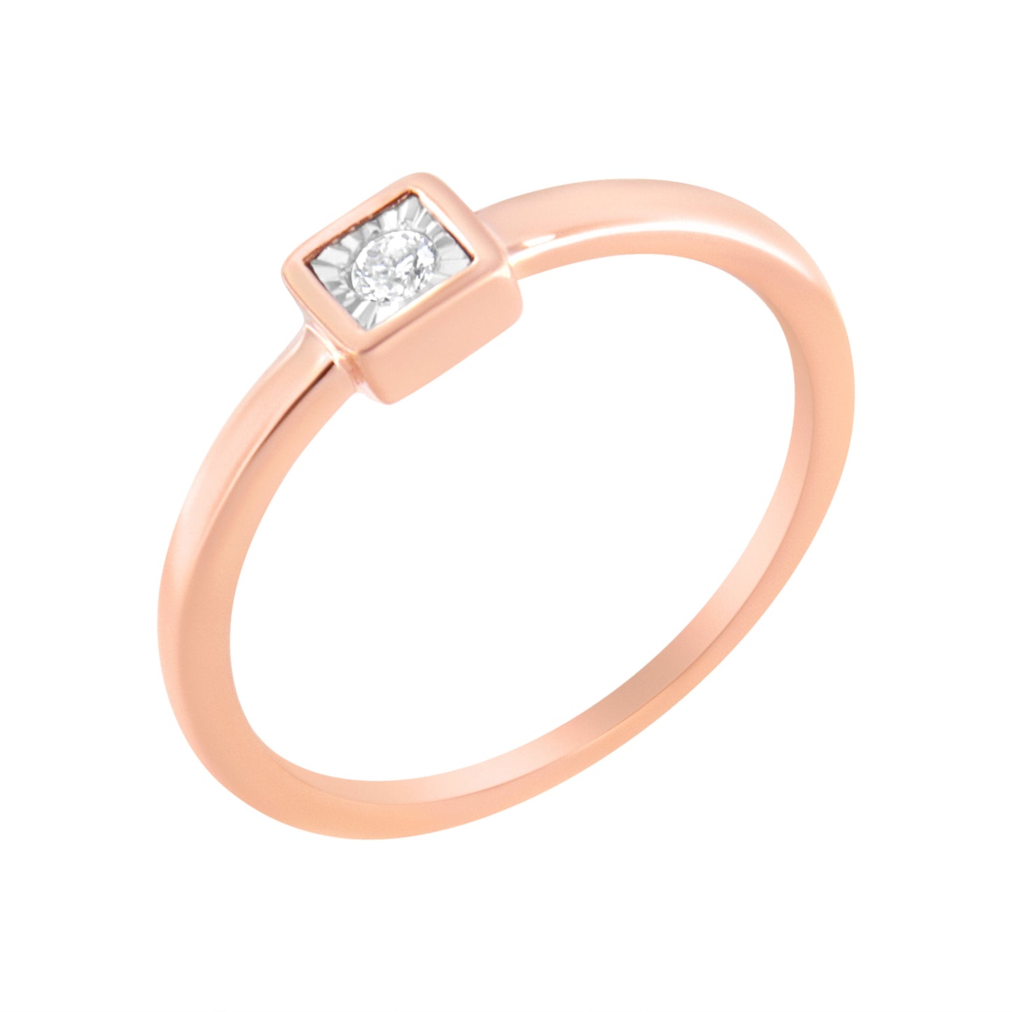 14K Rose Gold Plated .925 Sterling Silver 1/20 cttw Miracle Set Diamond Promise Ring (J-K Color, I1-I2 Clarity) - Size 6 Bids.com