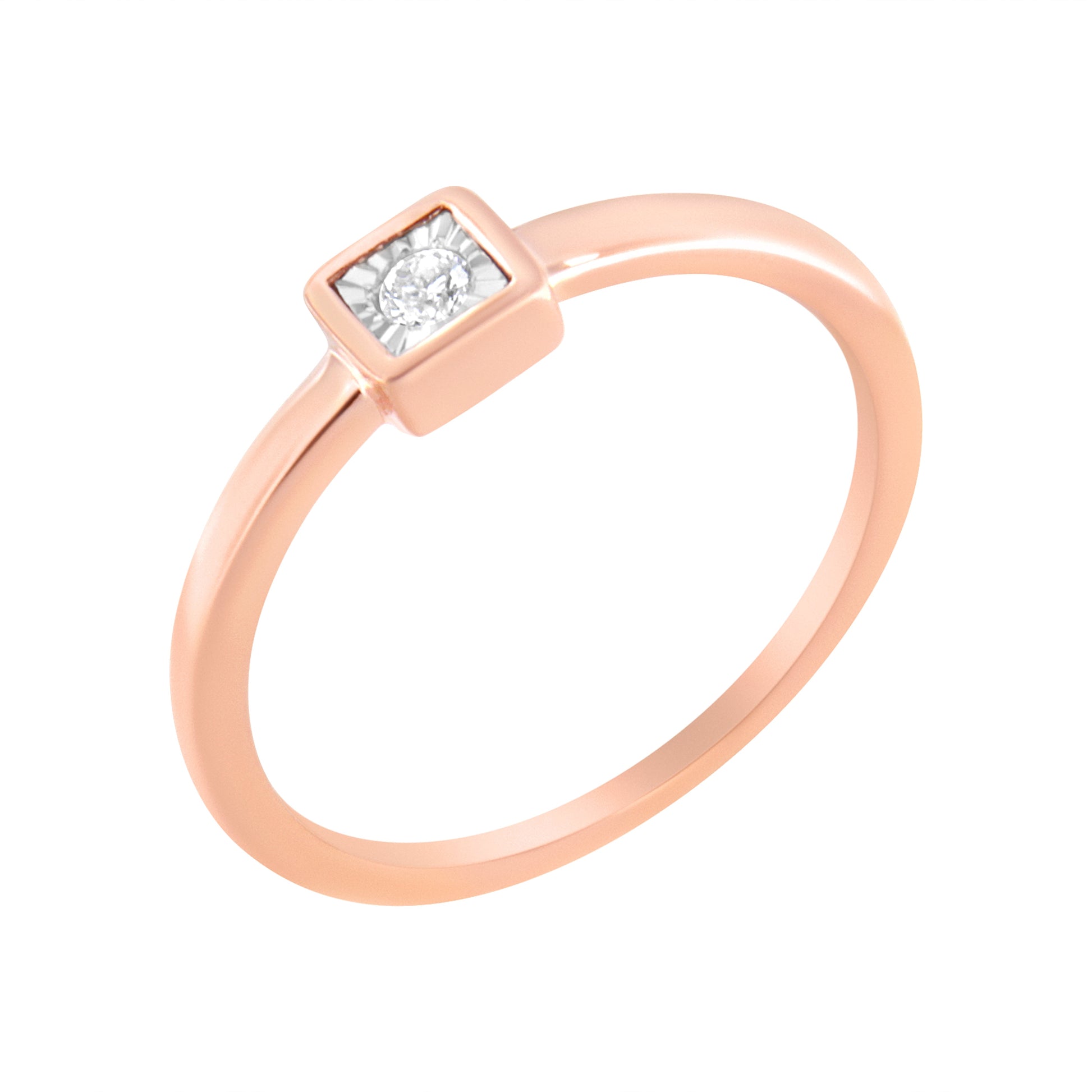 14K Rose Gold Plated .925 Sterling Silver 1/20 cttw Miracle Set Diamond Promise Ring (J-K Color, I1-I2 Clarity) - Size 6 Bids.com