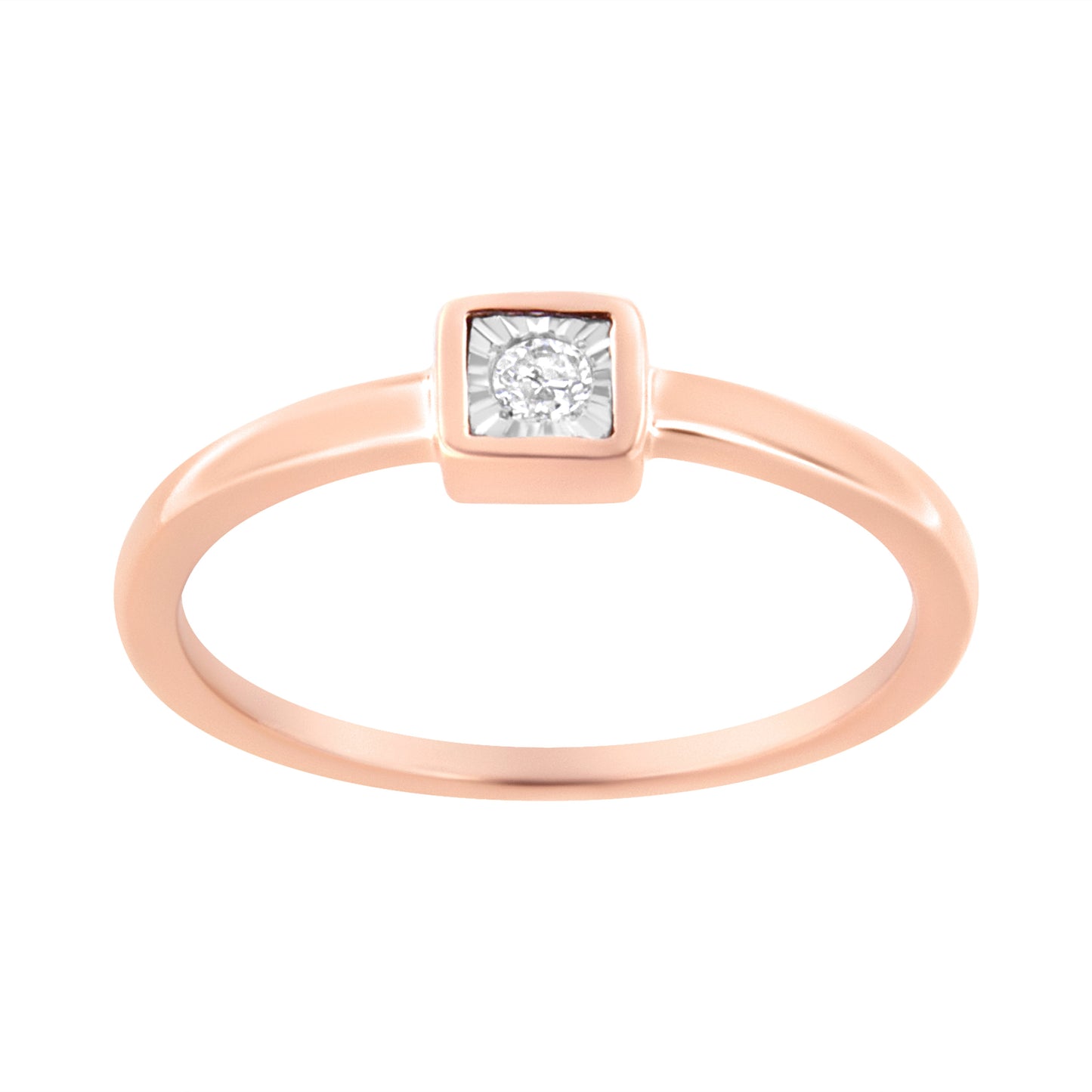 14K Rose Gold Plated .925 Sterling Silver 1/20 cttw Miracle Set Diamond Promise Ring (J-K Color, I1-I2 Clarity) - Size 6 Bids.com