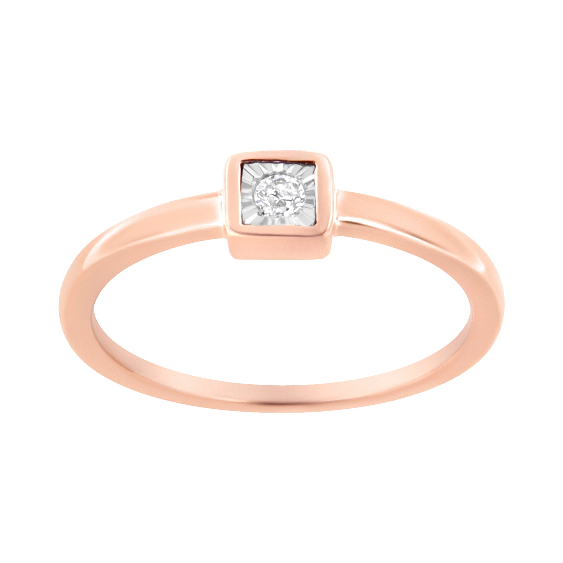 14K Rose Gold Plated .925 Sterling Silver 1/20 cttw Miracle Set Diamond Promise Ring (J-K Color, I1-I2 Clarity) - Size 6 Bids.com