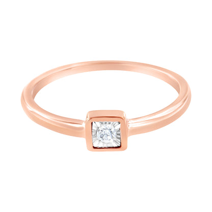 14K Rose Gold Plated .925 Sterling Silver 1/20 cttw Miracle Set Diamond Promise Ring (J-K Color, I1-I2 Clarity) - Size 6 Bids.com