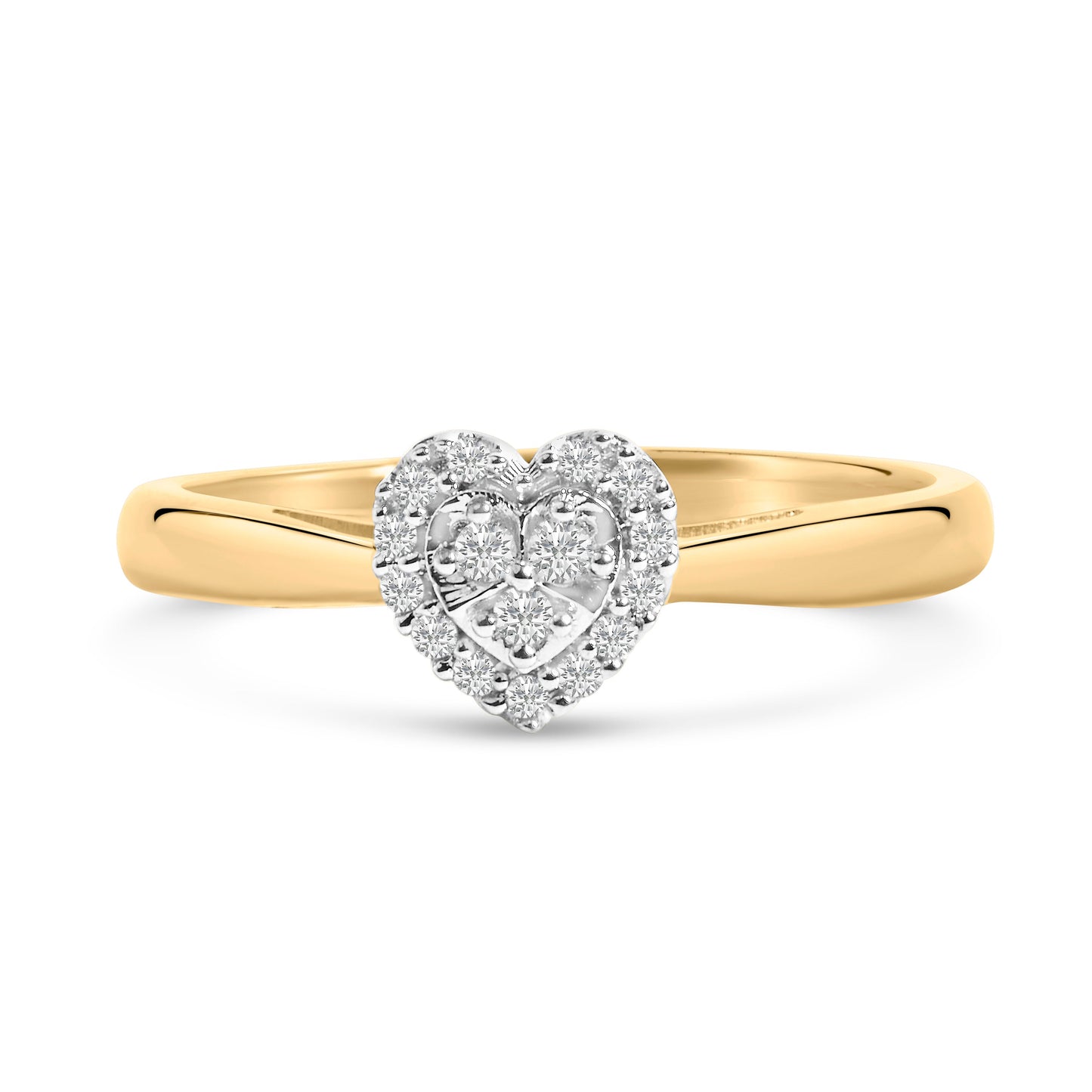 10K Yellow Gold 1/10 Cttw Diamond Heart and Halo Promise Ring Bids.com