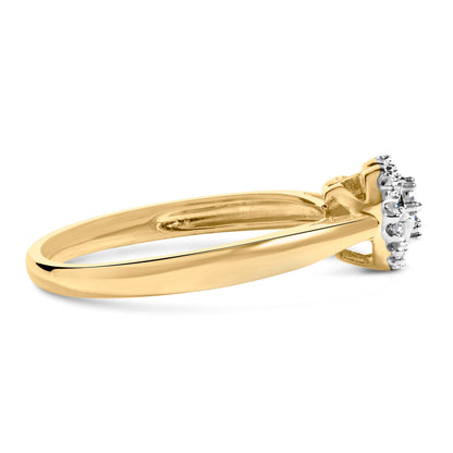 10K Yellow Gold 1/10 Cttw Diamond Heart and Halo Promise Ring Bids.com
