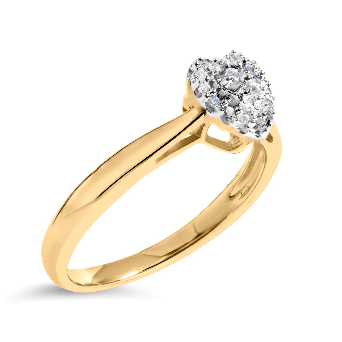10K Yellow Gold 1/10 Cttw Diamond Heart and Halo Promise Ring Bids.com