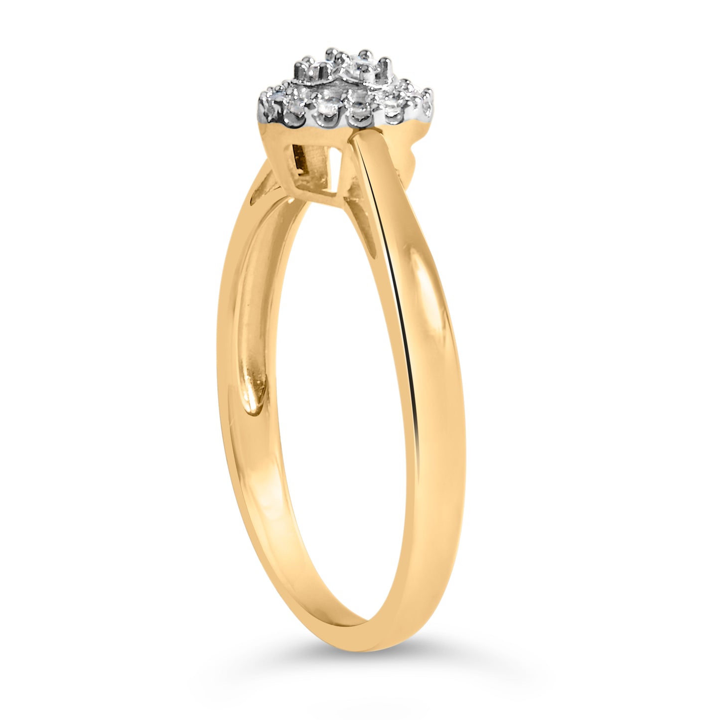 10K Yellow Gold 1/10 Cttw Diamond Heart and Halo Promise Ring Bids.com