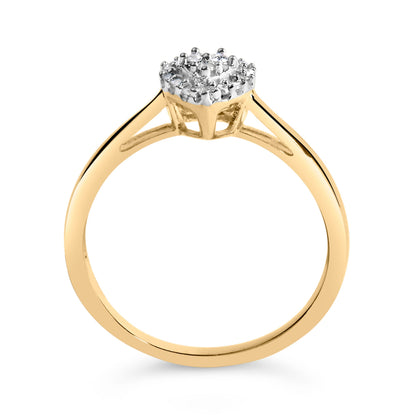 10K Yellow Gold 1/10 Cttw Diamond Heart and Halo Promise Ring Bids.com