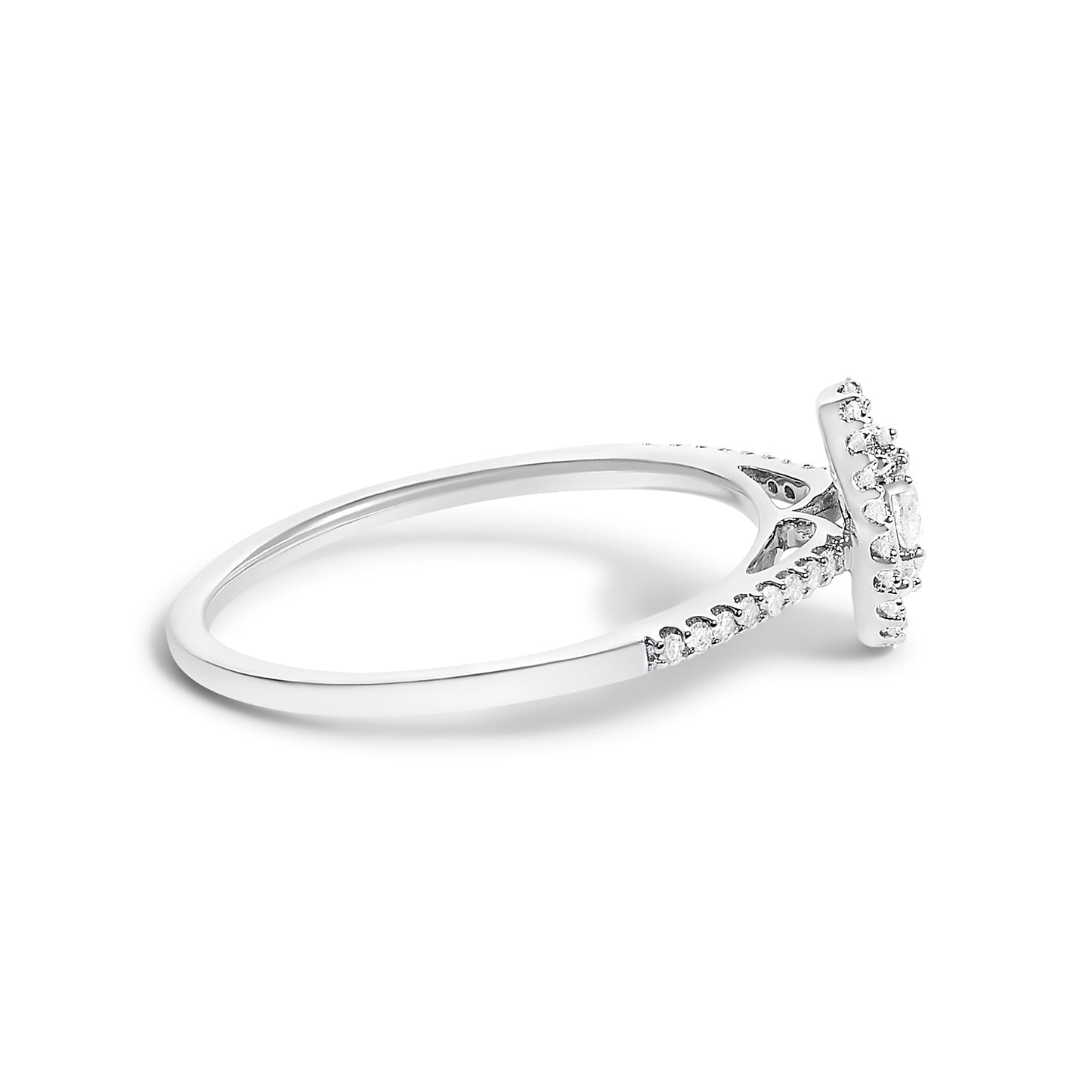 14K White Gold 1/5 Cttw Diamond Oval Shape With Halo Engagement Ring (H-I Color, I1-I2 Clarity) - Size 7 Bids.com