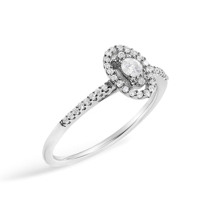 14K White Gold 1/5 Cttw Diamond Oval Shape With Halo Engagement Ring (H-I Color, I1-I2 Clarity) - Size 7 Bids.com