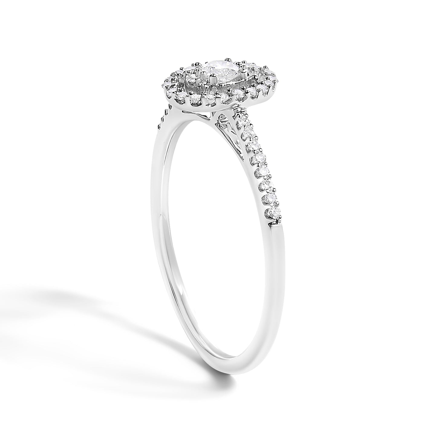 14K White Gold 1/5 Cttw Diamond Oval Shape With Halo Engagement Ring (H-I Color, I1-I2 Clarity) - Size 7 Bids.com