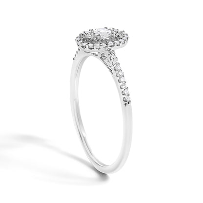 14K White Gold 1/5 Cttw Diamond Oval Shape With Halo Engagement Ring (H-I Color, I1-I2 Clarity) - Size 7 Bids.com