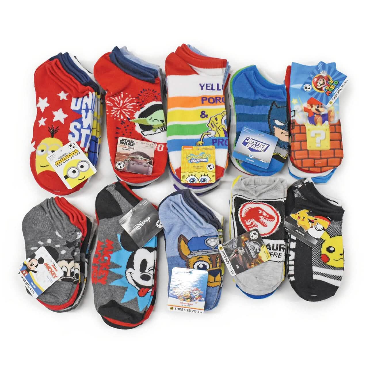 20-Pair: Licensed Assorted Kids' No-Show Socks DailySale