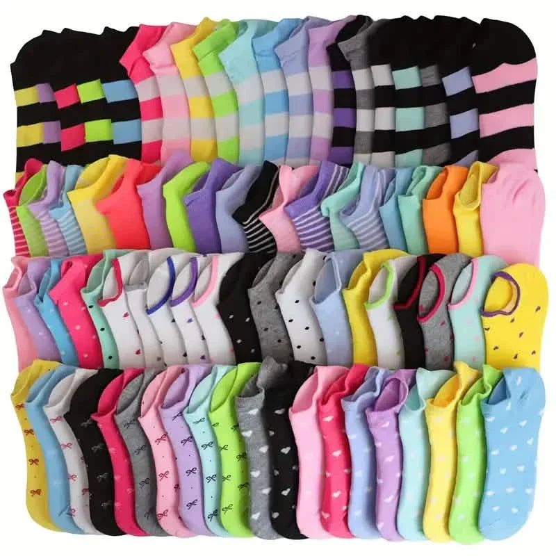 20-Pairs: Candy Color Socks, Casual & Breathable Low Cut Ankle Socks, Women's Stockings & Hosiery DailySale