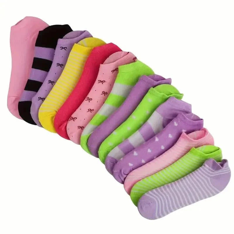 20-Pairs: Candy Color Socks, Casual & Breathable Low Cut Ankle Socks, Women's Stockings & Hosiery DailySale