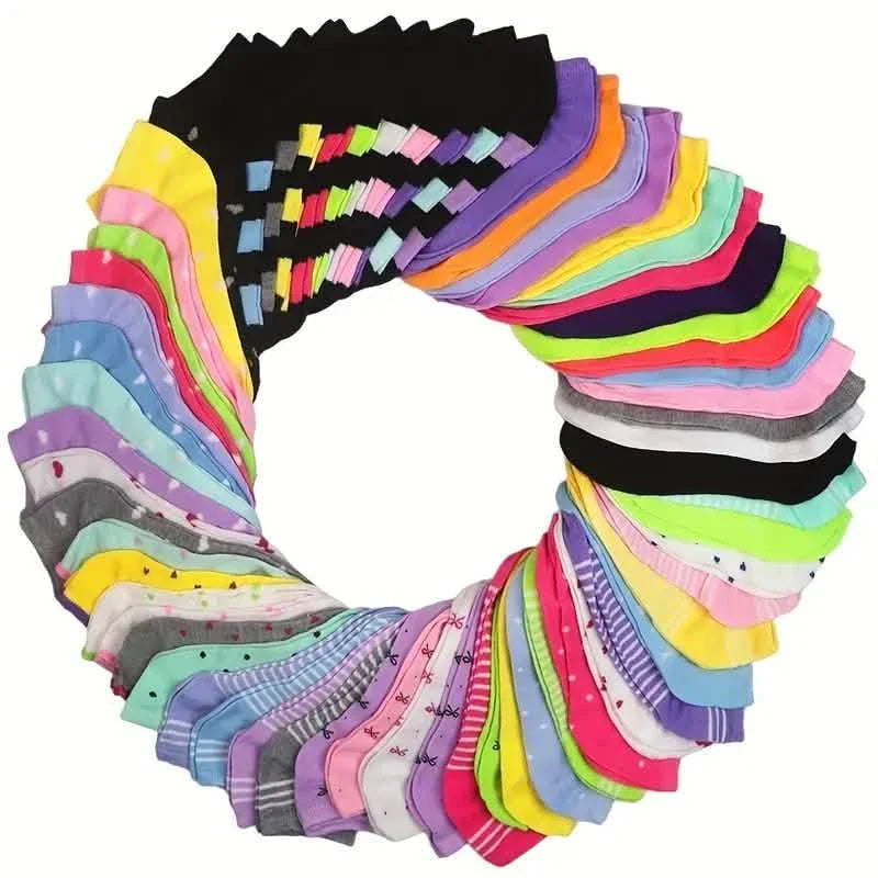 20-Pairs: Candy Color Socks, Casual & Breathable Low Cut Ankle Socks, Women's Stockings & Hosiery DailySale