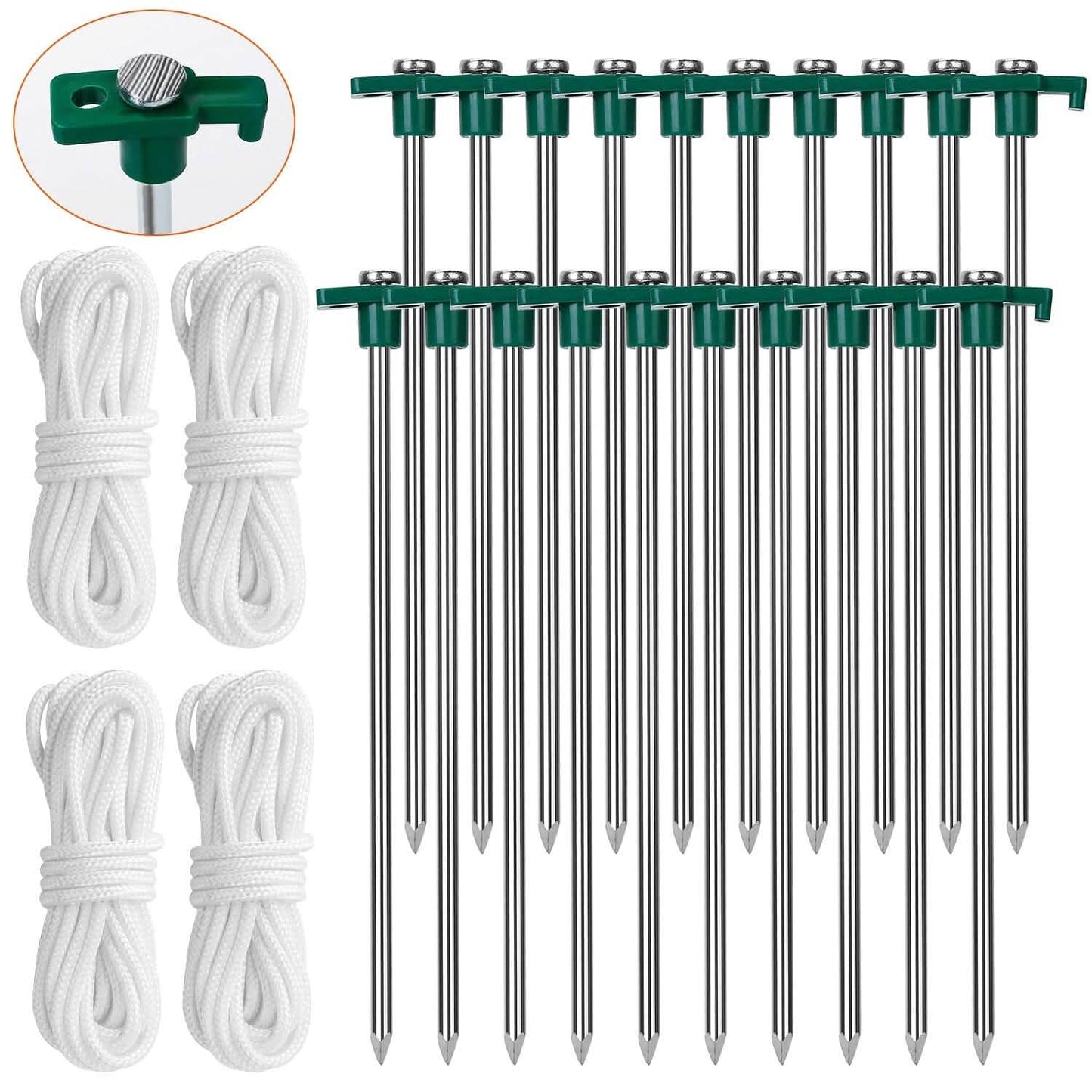 20-Piece: 9.8-Inch Tent Pegs Ropes Set DailySale