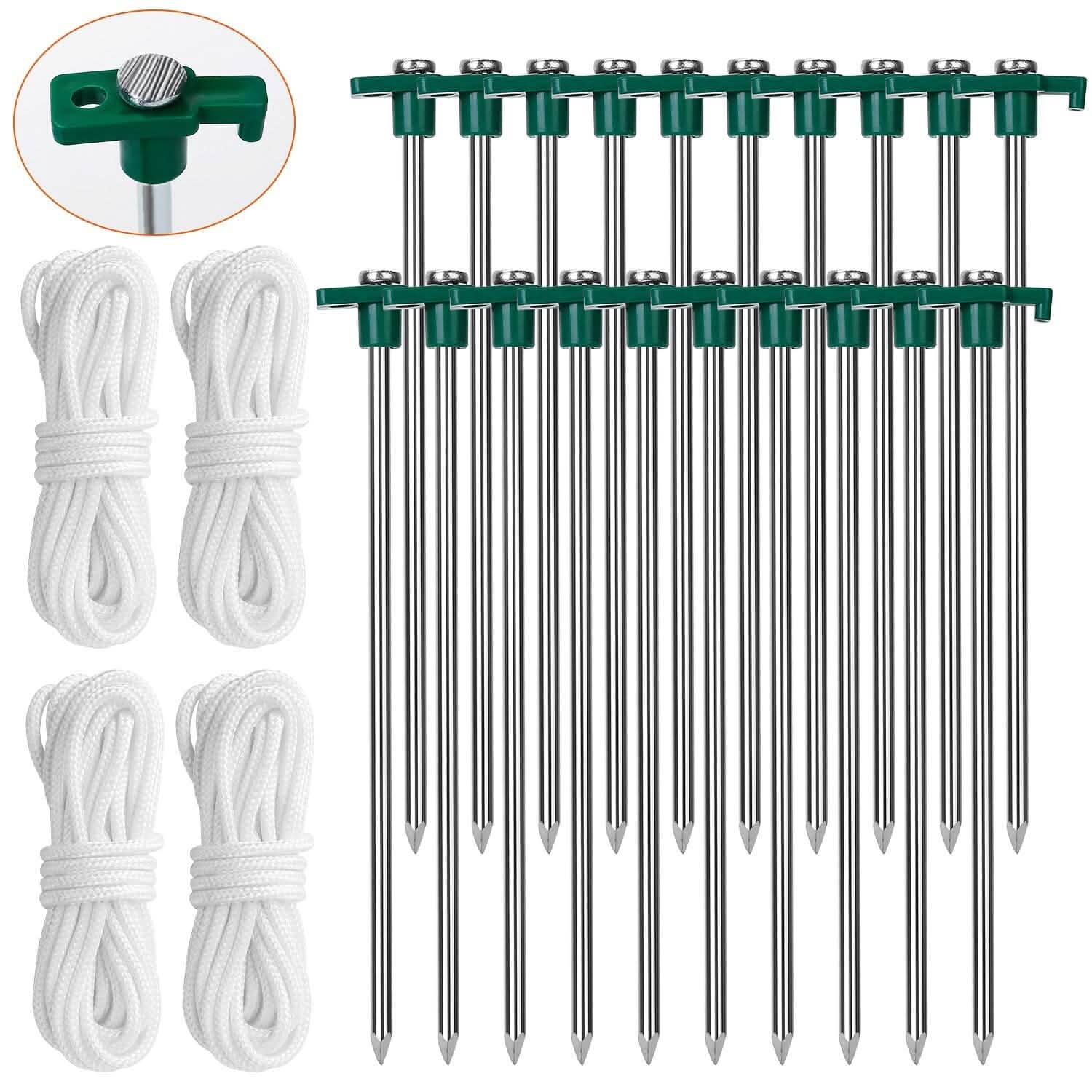 20-Piece: 9.8-Inch Tent Pegs Ropes Set DailySale