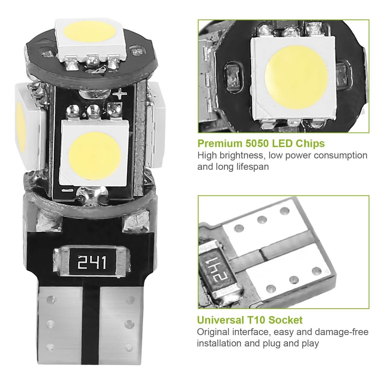 20-Piece: T10 SMD5050 LED Light Bulbs DailySale