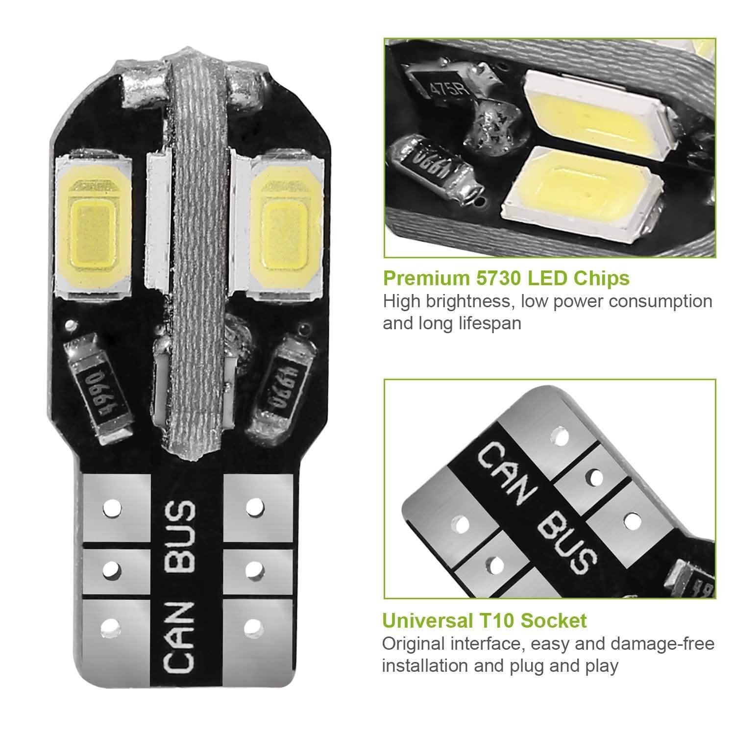 20-Piece: T10 SMD5730 LED Light Bulbs DailySale