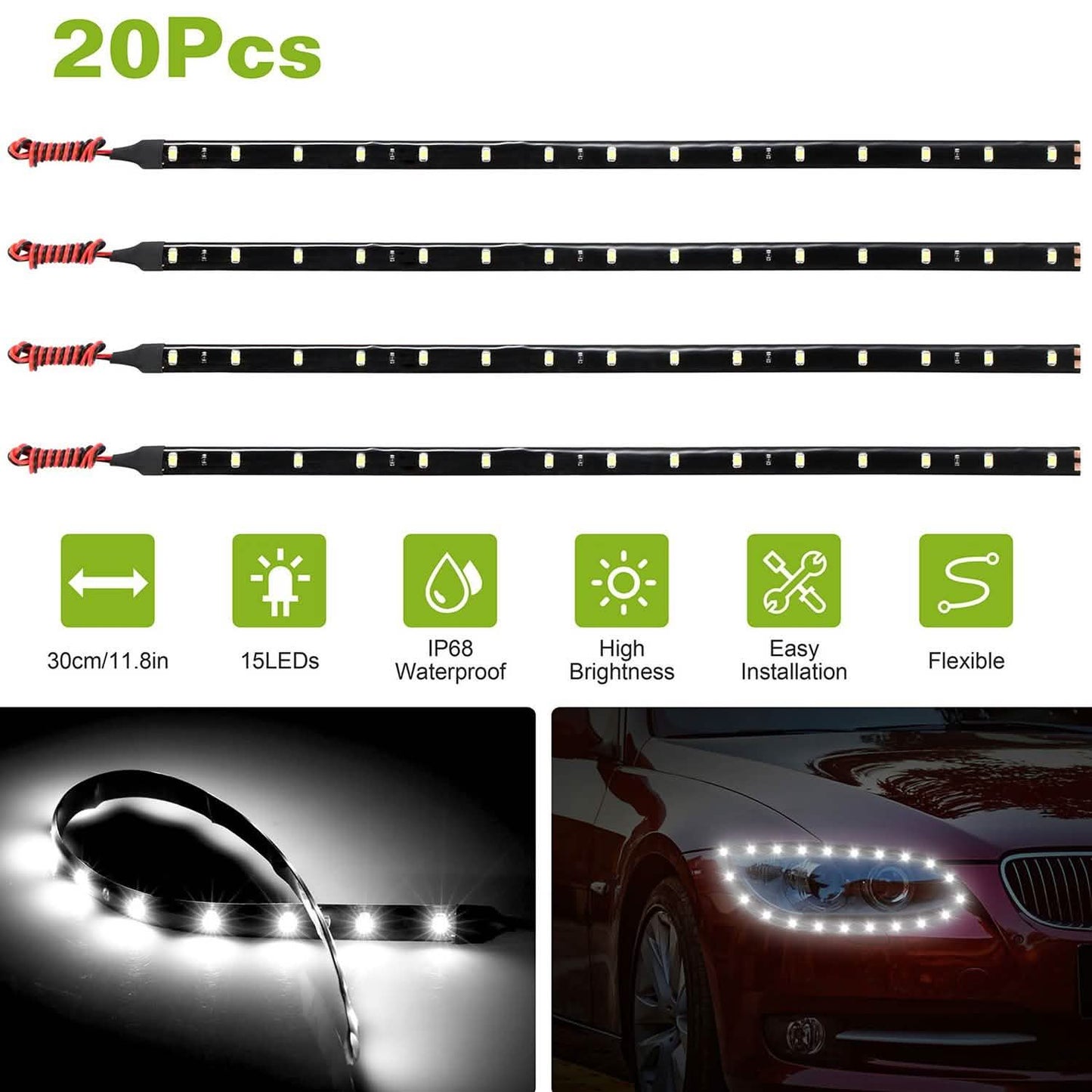 20-Pieces: 12V Auto-LED Light Strip DailySale